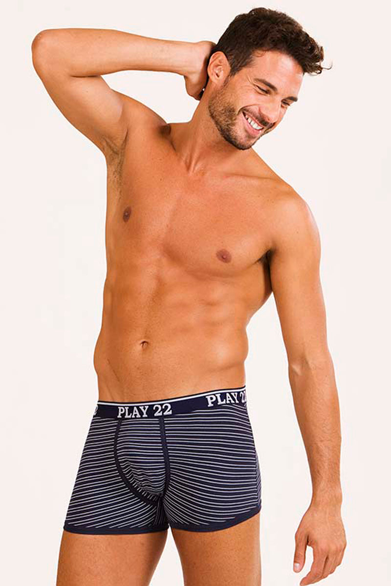 Boxer in cotone bielastico con fantasia rigata - set da 3 pezzi