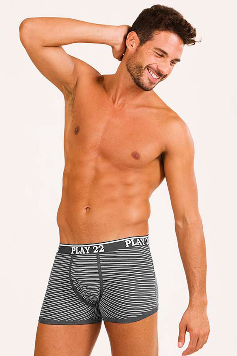 Boxer in cotone bielastico con fantasia rigata - set da 3 pezzi
