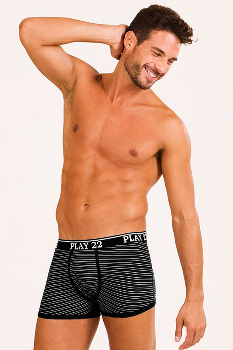 Boxer in cotone bielastico con fantasia rigata - set da 3 pezzi
