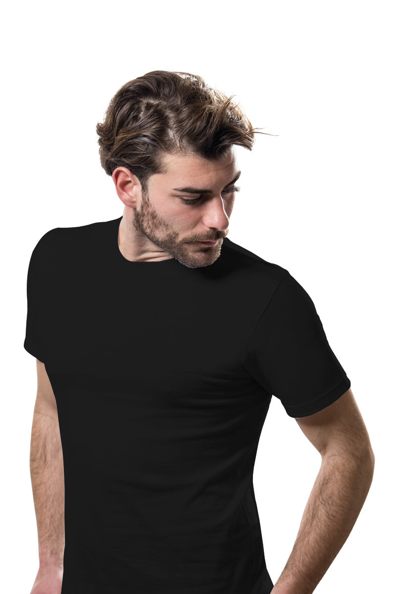 Maglietta a mezza manica in jersey con scollo tondo bordino largo e parasudore