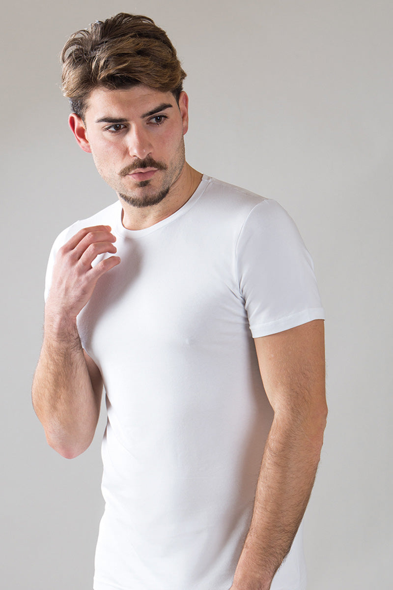 T-shirt mezza manica in cotone bielastico