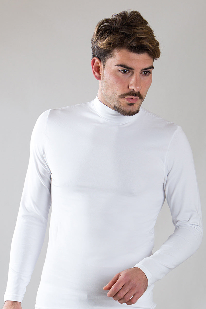 Maglia lupetto a manica lunga in cotone bielastico