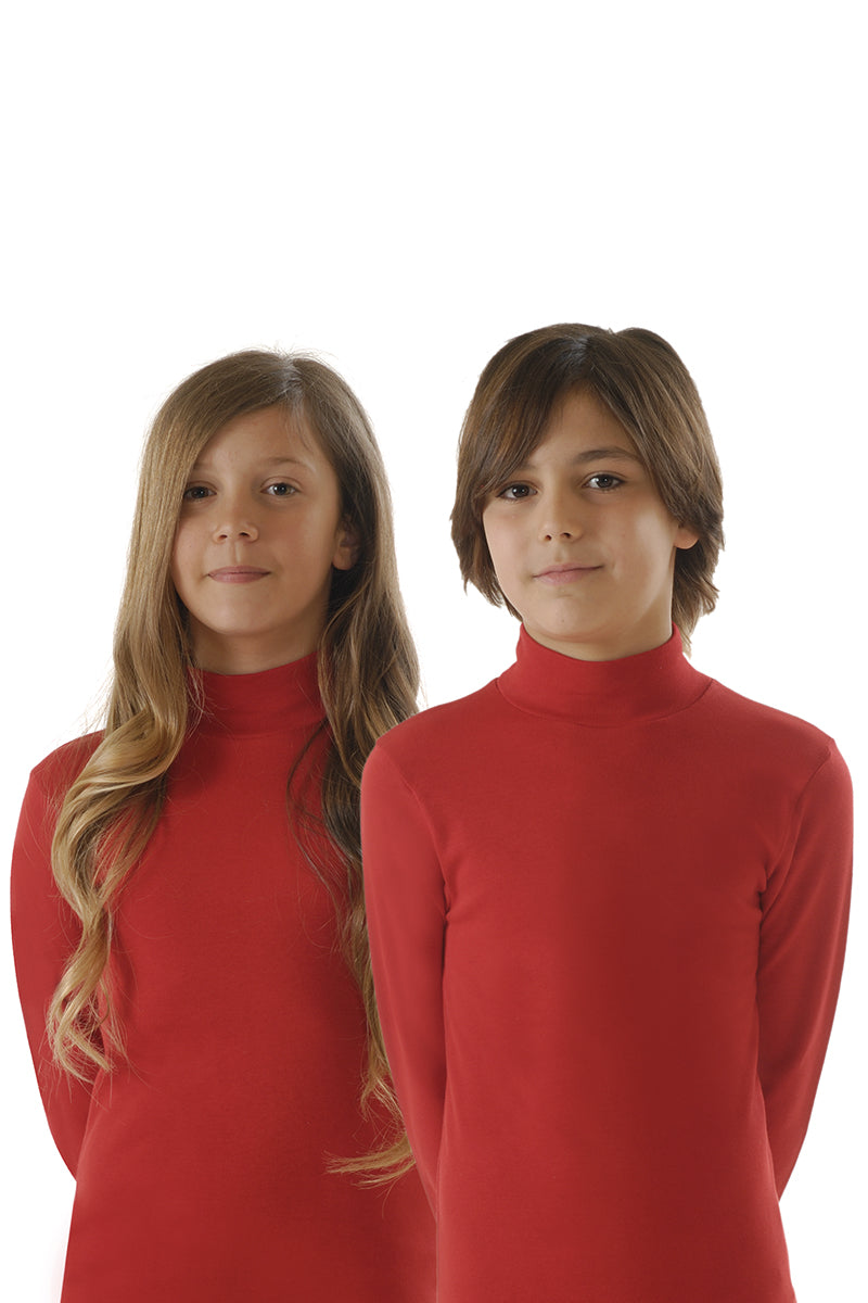 Maglia lupetto bimba/o manica lunga in cotone caldo interlock