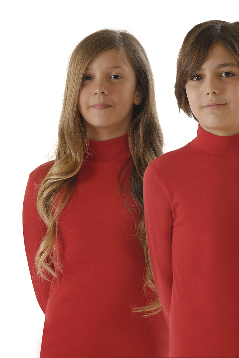 Maglia lupetto bimba/o manica lunga in cotone caldo interlock