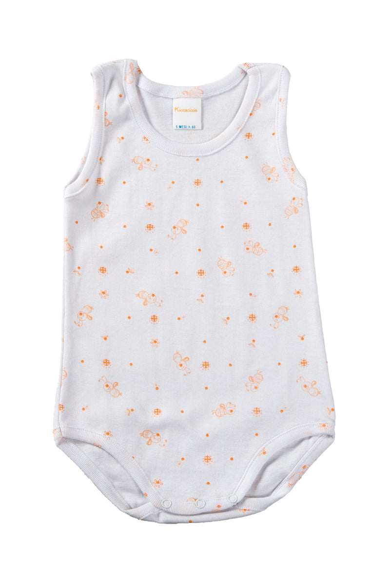 Body spalla larga in costina 1/1 liscia con stampa allover - set da 3 pezzi
