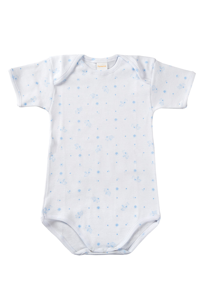Body mezza manica in costina 1/1 liscia stampa allover - set da 3 pezzi
