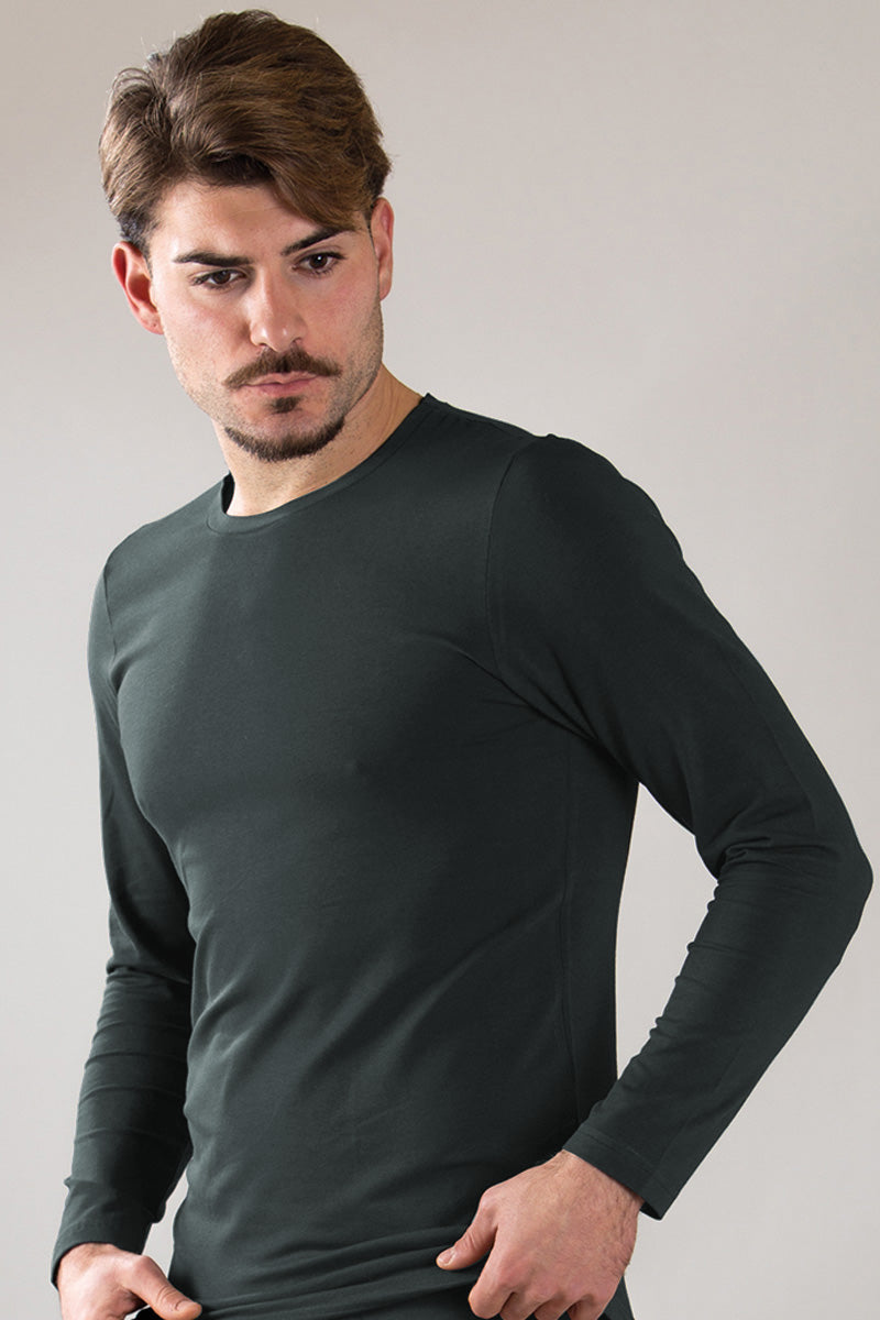 T-Shirt manica lunga in cotone bielastico