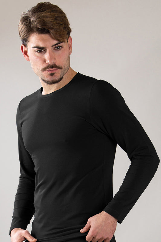 T-Shirt manica lunga in cotone bielastico
