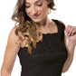 Top in costina 1/1 liscia con coppe in pizzo